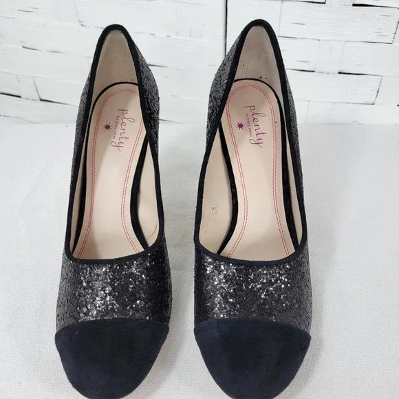 Plenty by Tracy Reese Ramona Glitter and Suede Cap Toe Pumps Heels size 8 - Picture 2 of 11